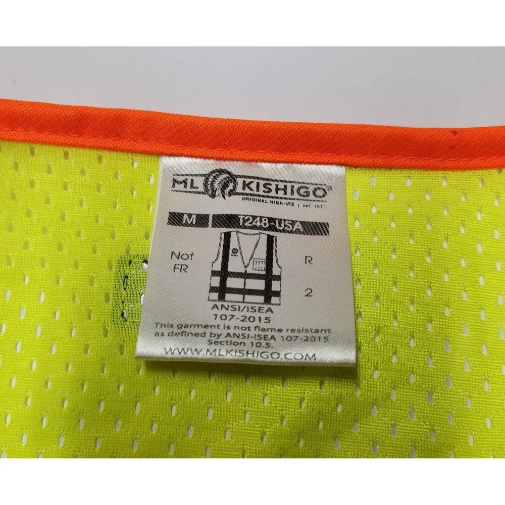 ML Kishigo LA Metro Safety Vest Medium High Vis Reflective Made in USA  w Pin L